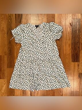 White and green flowy floral dress